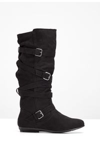 bonprix - Kozaki. Okazja: na co dzień. Zapięcie: bez zapięcia. Kolor: czarny. Szerokość cholewki: normalna. Wzór: paski. Styl: casual #1