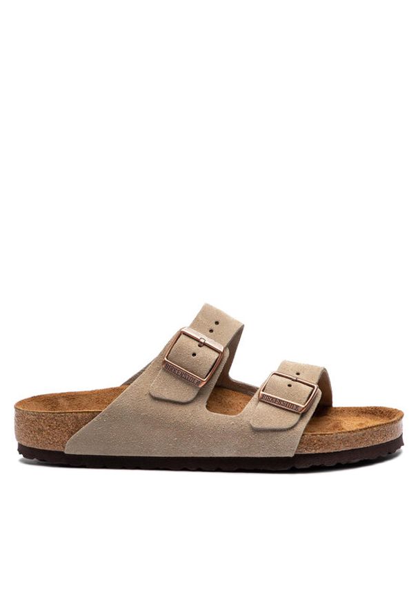 Birkenstock Klapki Arizona Bs 0951301 Szary. Kolor: szary. Materiał: skóra, zamsz