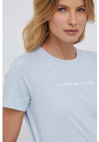 TOMMY HILFIGER - Tommy Hilfiger t-shirt damski kolor niebieski. Kolor: niebieski. Materiał: bawełna, dzianina. Wzór: nadruk