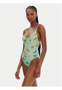 Seafolly Strój kąpielowy Isla Palm 11071-216 Zielony. Kolor: zielony. Materiał: syntetyk