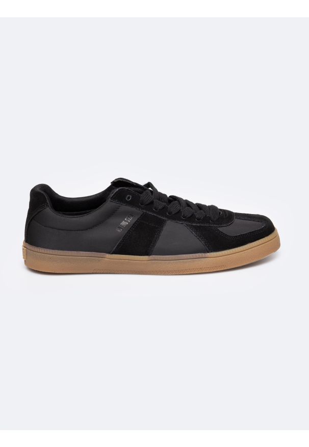 Big-Star - Sneakersy męskie ze skóry naturalnej czarne RR174038 906. Okazja: na co dzień. Zapięcie: sznurówki. Kolor: czarny. Materiał: skóra. Szerokość cholewki: normalna