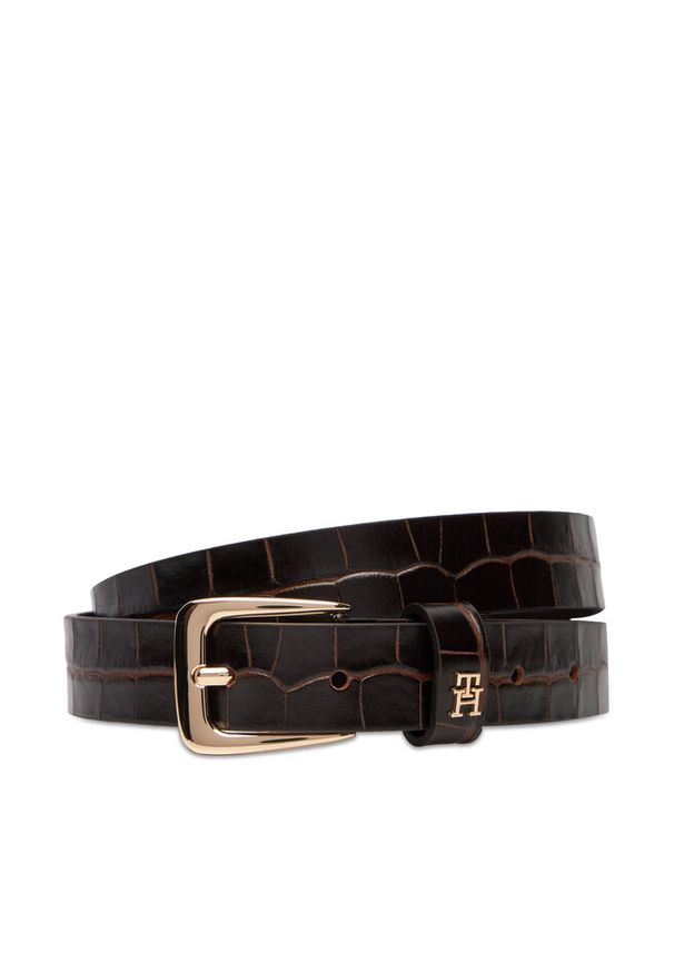 TOMMY HILFIGER - Pasek Damski Tommy Hilfiger. Kolor: brązowy