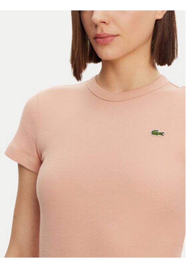 Lacoste T-Shirt TF5538 Pomarańczowy Slim Fit. Kolor: pomarańczowy. Materiał: bawełna