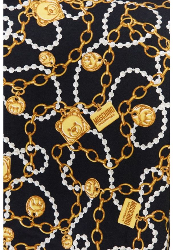 MOSCHINO Męskie spodnie dresowe w złote łańcuchy, Rozmiar L. Kolor: czarny. Materiał: dresówka