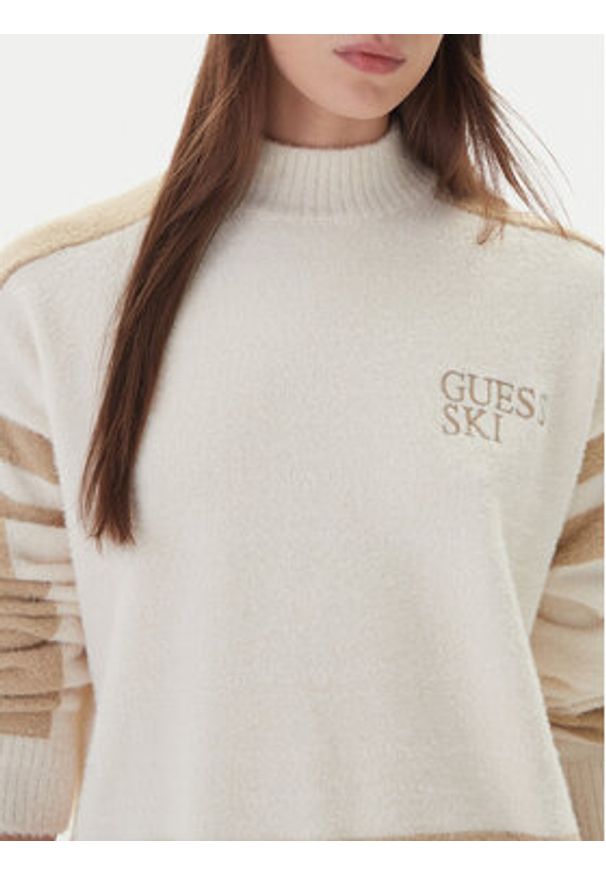 Guess Golf W5BR78 Z4242 Écru Relaxed Fit. Typ kołnierza: golf. Materiał: syntetyk