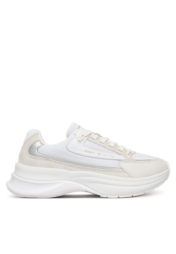 TOMMY HILFIGER - Tommy Hilfiger Sneakersy Th Sporty Chic Runner FW0FW09187 Biały. Kolor: biały. Materiał: skóra, zamsz