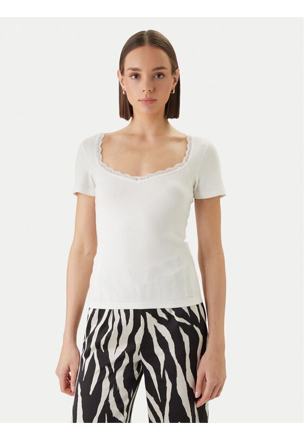 Morgan Bluzka 261-DAMOUR Biały Slim Fit. Kolor: biały. Materiał: bawełna