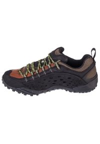 Buty trekkingowe męskie, Merrell Intercept. Kolor: wielokolorowy, czarny, zielony. Materiał: guma, skóra, tkanina