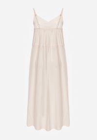 Born2be - Beżowa Sukienka z Wiskozy Xelpiroe. Okazja: na co dzień. Kolor: beżowy. Wzór: gładki, aplikacja. Typ sukienki: proste. Materiał: wiskoza. Długość rękawa: na ramiączkach. Sezon: lato. Styl: casual. Długość: maxi #7