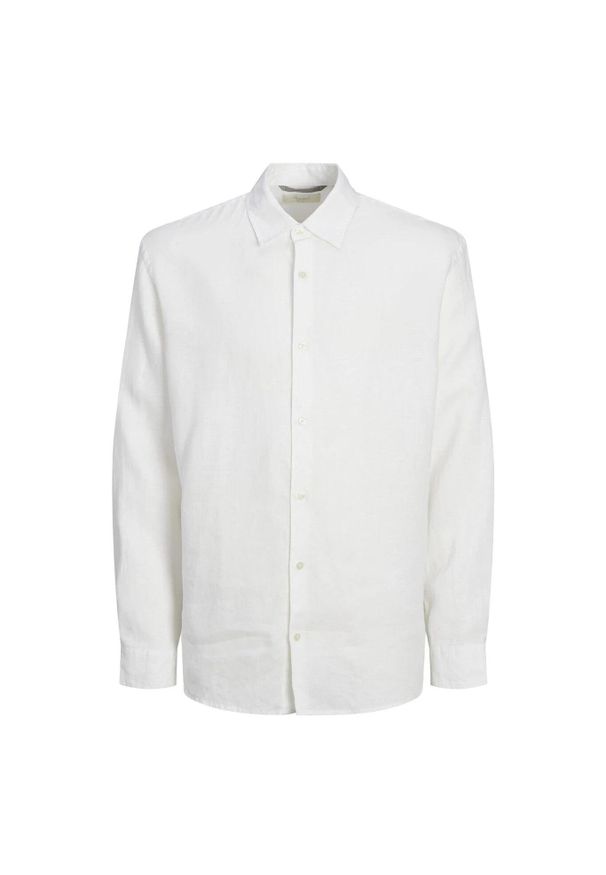 Koszula Jack & Jones Clawrence Len jasnobiała. Kolor: biały. Materiał: len