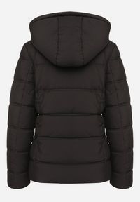 Born2be - Czarna Kurtka z Pikowanymi Przeszyciami i Odpinanym Kapturem o Prostym Kroju Venindra. Okazja: na co dzień. Kolor: czarny. Materiał: jeans. Styl: casual
