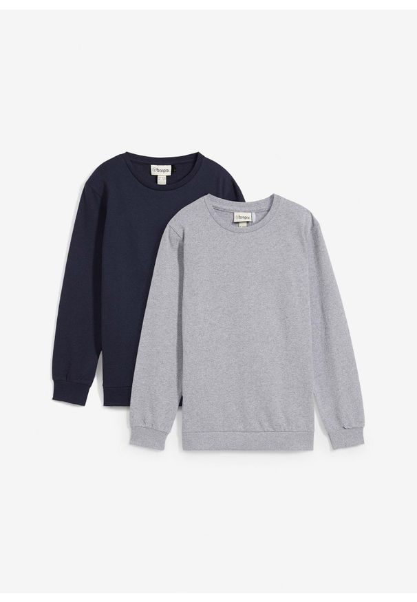 bonprix - Bluza z miękkiego materiału z bawełną (2 szt.). Kolor: szary. Materiał: bawełna, materiał