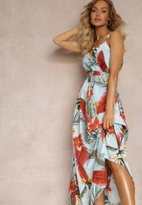 Renee - Jasnoniebieska Rozkloszowana Sukienka Maxi z Wiskozy z Gumką w Pasie Jaxyn. Kolor: niebieski. Materiał: wiskoza. Długość: maxi #5