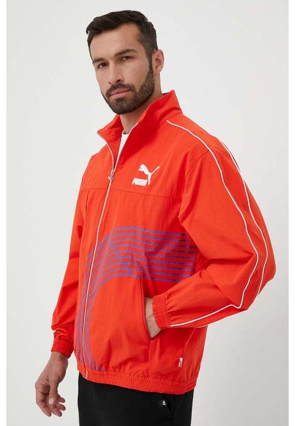 Puma kurtka męska kolor pomarańczowy przejściowa. Kolor: pomarańczowy