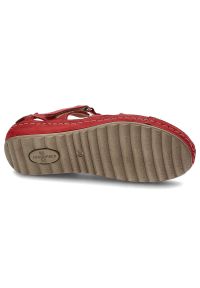 Czerwone Sandały Kampa Damskie Skórzane Obuwie. Okazja: na co dzień. Kolor: czerwony. Materiał: skóra. Styl: casual #6