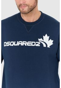 DSQUARED2 Niebieska bluza męska z białym logo z liściem. Kolor: niebieski #3