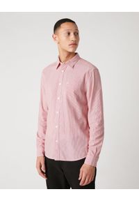Wrangler - WRANGLER LS 1PKT MĘSKA KOSZULA W PASKI DŁUGI RĘKAW SHIRT RED W5A14MX47 112129958. Długość rękawa: długi rękaw. Długość: długie. Wzór: paski #1
