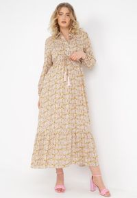 Born2be - Żółta Sukienka Basinna. Kolor: żółty. Typ sukienki: koszulowe. Styl: klasyczny, elegancki. Długość: maxi #3