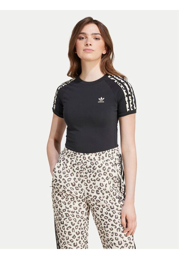 Adidas - adidas T-Shirt Leopard 3-Stripes IW8478 Czarny Regular Fit. Kolor: czarny. Materiał: bawełna