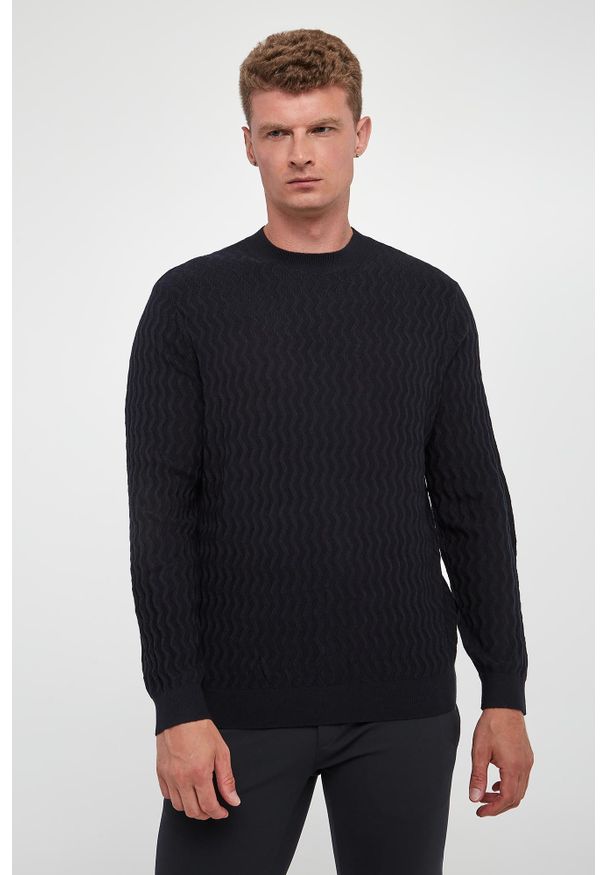 Armani Exchange - Sweter męski z wełny dziewiczej ARMANI EXCHANGE. Materiał: wełna