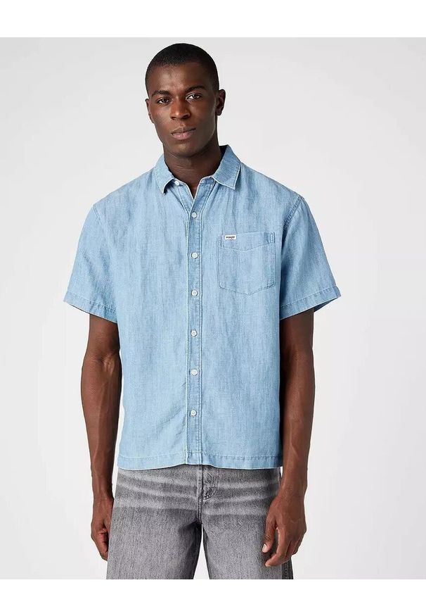 Wrangler - WRANGLER SS 1 PKT SHIRT MĘSKA KOSZULA JEANSOWA LIGHT HEMP W5E3BNH97. Materiał: jeans