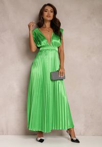Renee - Zielona Sukienka Lasthia. Kolor: zielony. Długość rękawa: na ramiączkach. Wzór: aplikacja. Styl: elegancki. Długość: maxi
