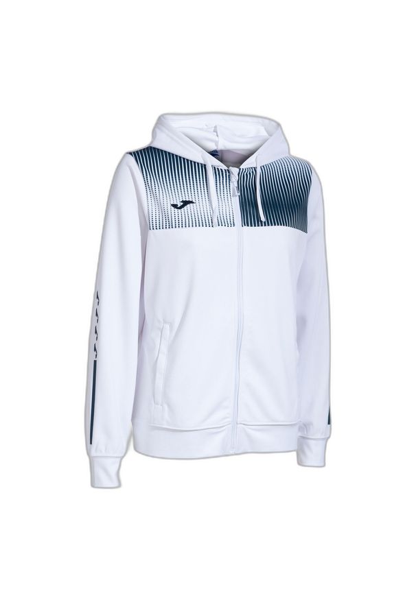 Damska bluza dresowa z kapturem Joma Eco Supernova. Typ kołnierza: kaptur. Kolor: niebieski, wielokolorowy, biały. Materiał: dresówka. Sport: fitness, piłka nożna