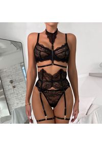 Intica - Komplet bielizny koronkowej z ozdobą na szyję na romantyczne wieczory Nunuta. Kolor: czerwony. Materiał: koronka. Wzór: aplikacja #10