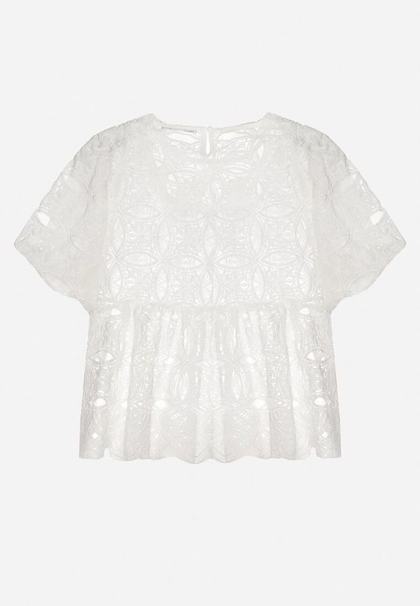 Born2be - Biała Ażurowa Bluzka z Bawełną z Topem na Ramiączkach Qulea. Okazja: na co dzień. Kolor: biały. Materiał: bawełna. Długość rękawa: na ramiączkach. Długość: krótkie. Wzór: ażurowy. Styl: klasyczny, casual, elegancki