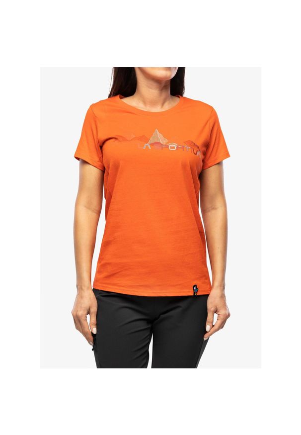 LA SPORTIVA - Koszulka bawełniana damska La Sportiva Peaks T-Shirt. Kolor: pomarańczowy. Materiał: bawełna