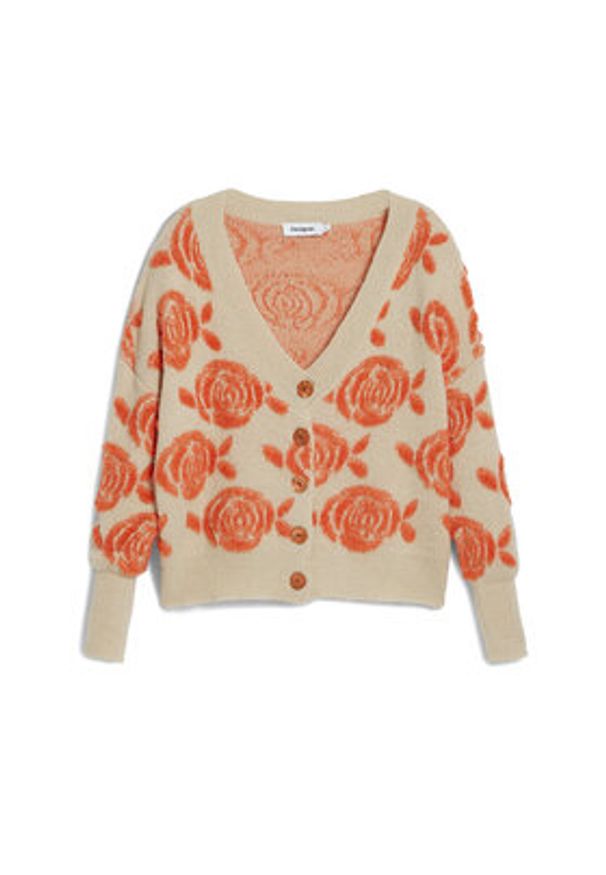 Desigual Kardigan Carter 25WWJF22 Beżowy Relaxed Fit. Kolor: beżowy. Materiał: syntetyk