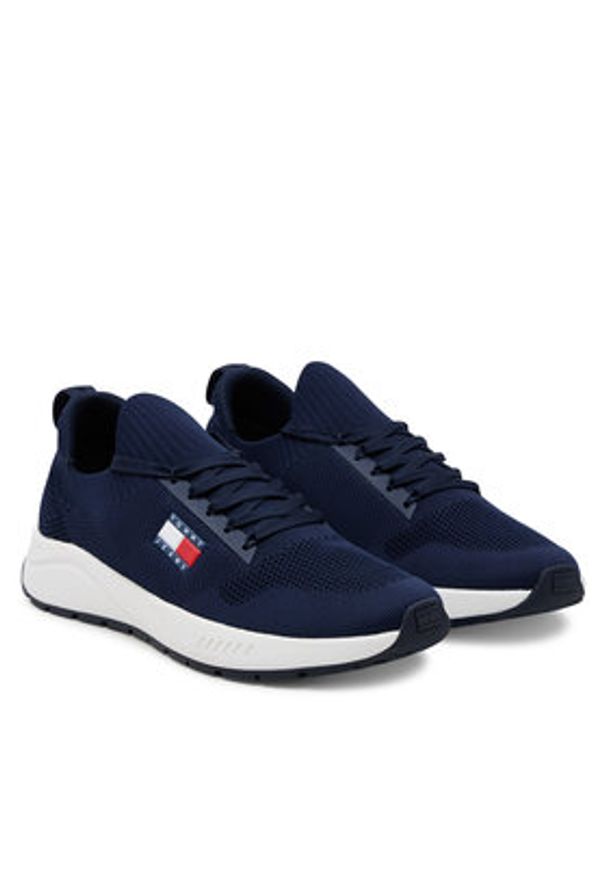 Tommy Jeans Sneakersy Runner Kntitted EM0EM01555 Granatowy. Kolor: niebieski. Materiał: materiał