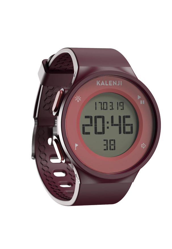 KALENJI - Zegarek do biegania W500 M bordowy. Rodzaj zegarka: cyfrowe. Kolor: czerwony