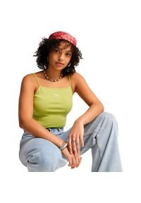 Podkoszulek damskie Puma Wardrobe Ess Ribbed Tank Top. Kolor: zielony. Materiał: materiał, bawełna. Sport: fitness #1