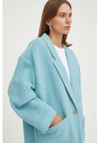 AMERICAN VINTAGE - American Vintage płaszcz damski kolor turkusowy przejściowy. Kolor: turkusowy. Styl: vintage #6