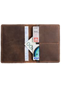 Skórzany cienki portfel slim wallet BRODRENE SW01 ciemnobrązowy. Kolor: brązowy. Materiał: skóra #1