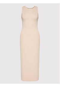 Simple Sukienka letnia SUD013 Beżowy Slim Fit. Kolor: beżowy. Materiał: syntetyk. Sezon: lato #3