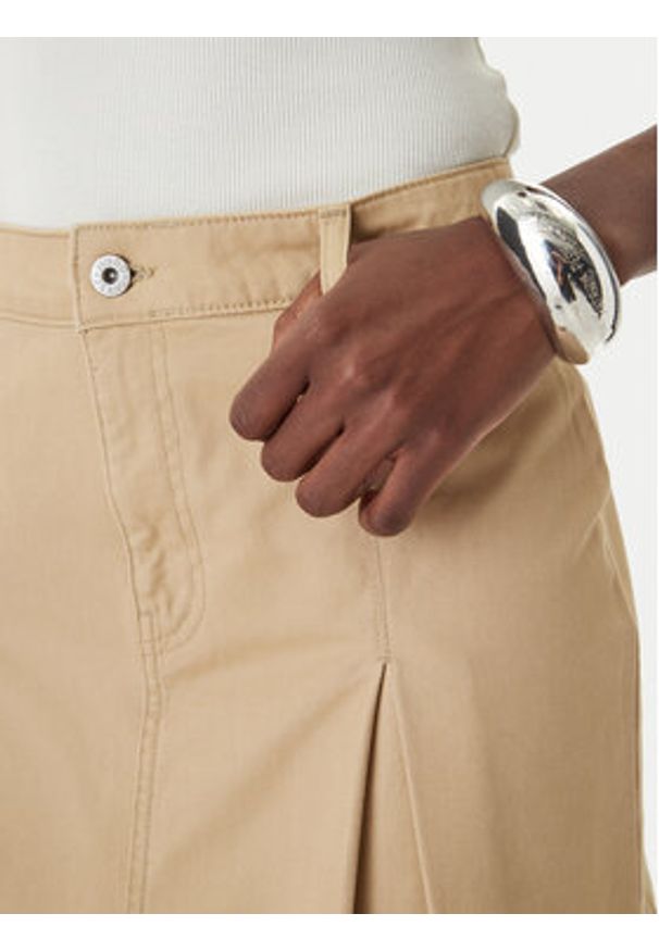 Hugo - HUGO Spódnica jeansowa Rundale-2_B 50557342 Beżowy Regular Fit. Kolor: beżowy. Materiał: bawełna