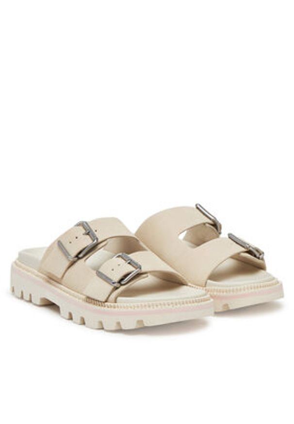 Tommy Jeans Klapki Double Strap Sandal Suede EN0EN02797 Écru. Materiał: zamsz, skóra