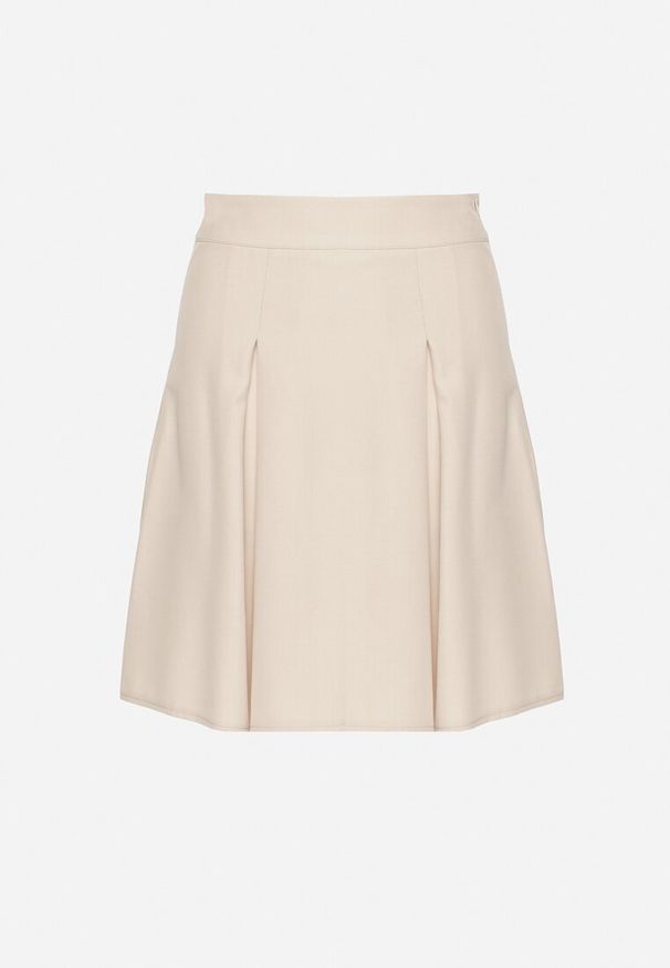 Born2be - Beżowa Rozkloszowana Spódnica z Wysokim Stanem i Plisami Redava. Okazja: na co dzień. Stan: podwyższony. Kolor: beżowy. Styl: casual