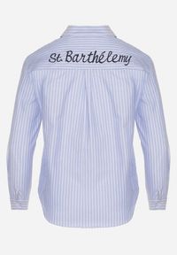 Born2be - Jasnoniebieska Koszula w Paski Zdobiona Haftem Denelle. Okazja: do pracy, na co dzień, na spotkanie biznesowe. Typ kołnierza: kołnierzyk klasyczny. Kolor: niebieski. Materiał: jeans. Długość rękawa: długi rękaw. Długość: długie. Wzór: haft, aplikacja, paski. Styl: casual, klasyczny, biznesowy #2