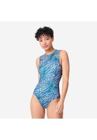 OLAIAN - Kostium kąpielowy jednoczęściowy surfingowy damski Olaian Carla Flow. Kolor: fioletowy. Materiał: poliester, materiał, elastan #1