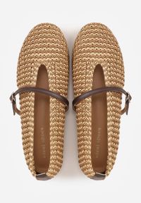 Born2be - Brązowe Plecione Balerinki w Stylu Boho z Paskiem z Klamerką Eviliria. Okazja: na co dzień, do pracy, na spotkanie biznesowe. Zapięcie: pasek. Kolor: brązowy. Materiał: jeans, materiał. Szerokość cholewki: normalna. Wzór: haft. Sezon: lato. Styl: boho #5