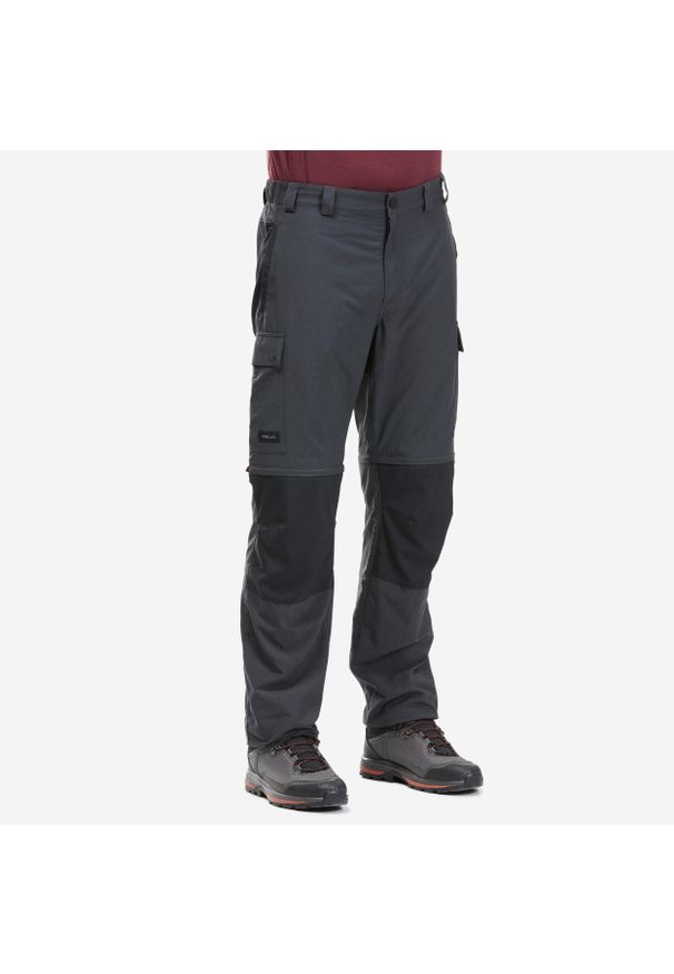 FORCLAZ - Spodnie trekkingowe męskie Forclaz MT100 2w1. Kolor: wielokolorowy, czarny, szary. Materiał: materiał, poliester, poliamid