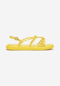 Renee - Żółte Sandały Dorasia. Nosek buta: okrągły. Zapięcie: pasek. Kolor: żółty. Wzór: jednolity, paski