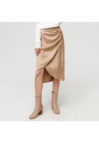 Sinsay - Spódnica midi z marszczeniami - Beżowy. Kolor: beżowy #1