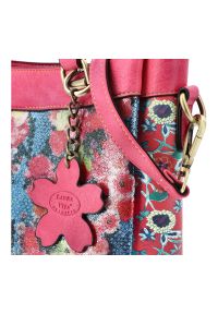 Torebka damska Laura Vita, z materiału syntetycznego z dekoracyjnym nadrukiem kwiatowym krótkie uchwyty do noszenia w dłoni regulowany pasek na ramię. Kolor: różowy. Wzór: nadruk, kwiaty. Styl: elegancki, casual. Rodzaj torebki: na ramię #6