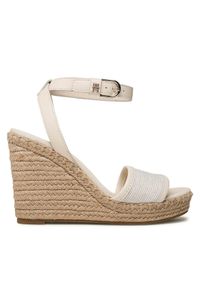 TOMMY HILFIGER - Tommy Hilfiger Espadryle Th Woven High Wedge FW0FW07344 Beżowy. Kolor: beżowy. Materiał: materiał #1