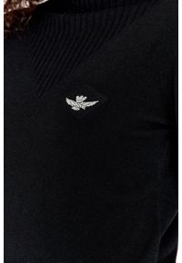 Aeronautica Militare - AERONAUTICA MILITARE Czarny sweter damski z domieszką kaszmiru. Kolor: czarny. Materiał: poliamid