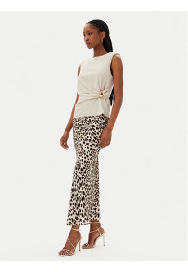 Kontatto Spódnica maxi B3008C Beżowy Slim Fit. Kolor: beżowy. Materiał: wiskoza